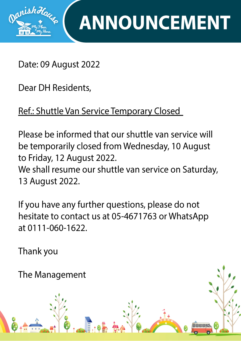 Shuttle Van Service Temporary Closed